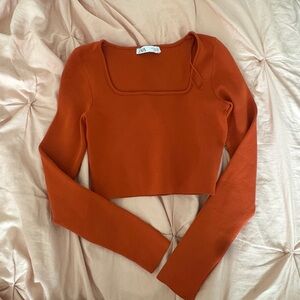 Zara Women's Rust Long Sleeve Blouse